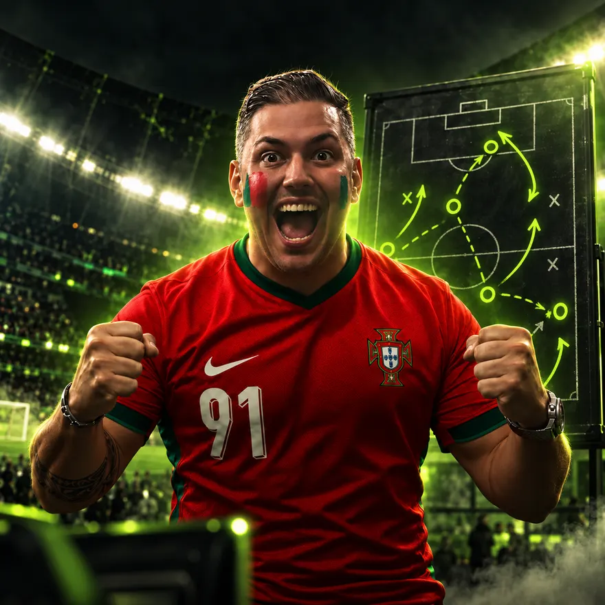 Diogo Esteves no estádio junto a um quadro tático